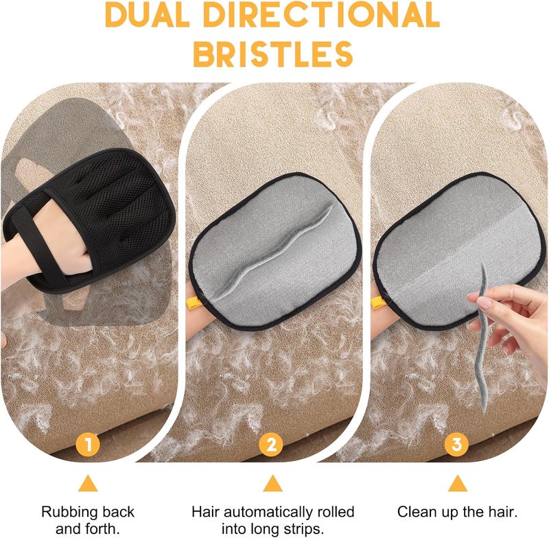 VerdeVilla Pet Hair Remover, 2025 Upgrated Five-Finger Electrostatic Pet Hair Removal Gloves, Cat & Dog Hair Remover for Couch, Furniture,Clothing, Animal Fur Removal Tool, Cat Grooming Gloves-2PCS - Image 5